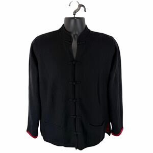 Shanghai Tang Cashmere Silk Cardigan Sweater Black Size Medium